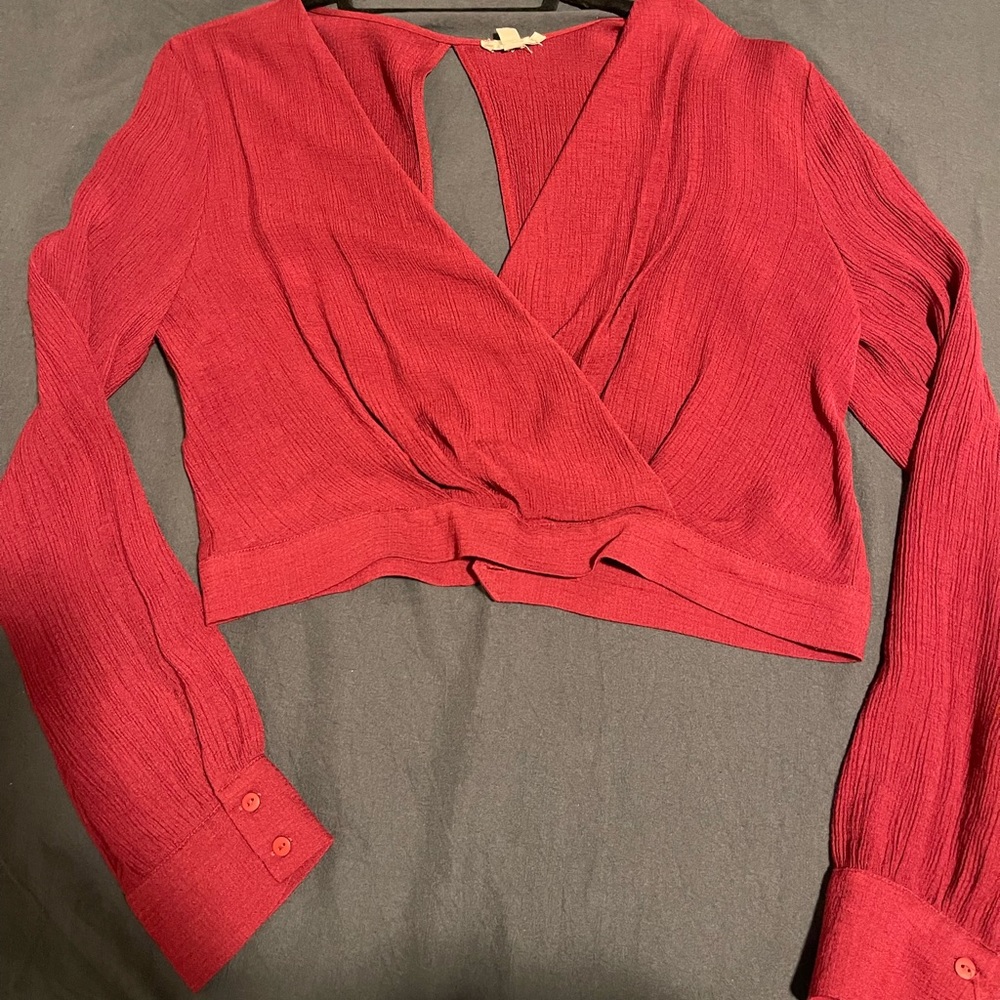 Red opened back blouse